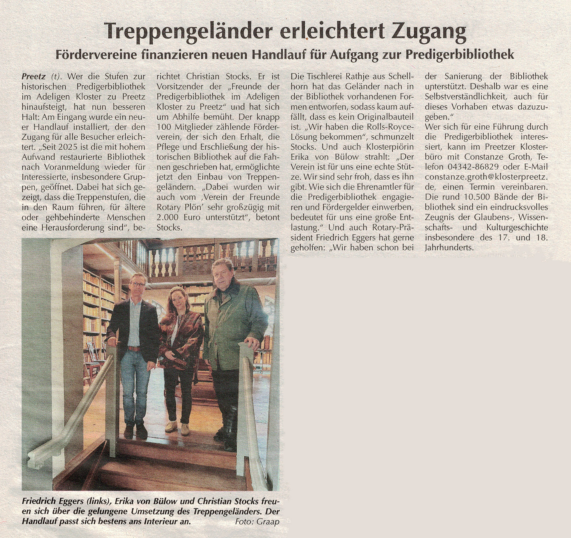 Adeliges Kloster Preetz · Predigerbibliothek · Neues Treppengelände Adeliges Kloster Preetz · Predigerbibliothek · Neues Treppengelände